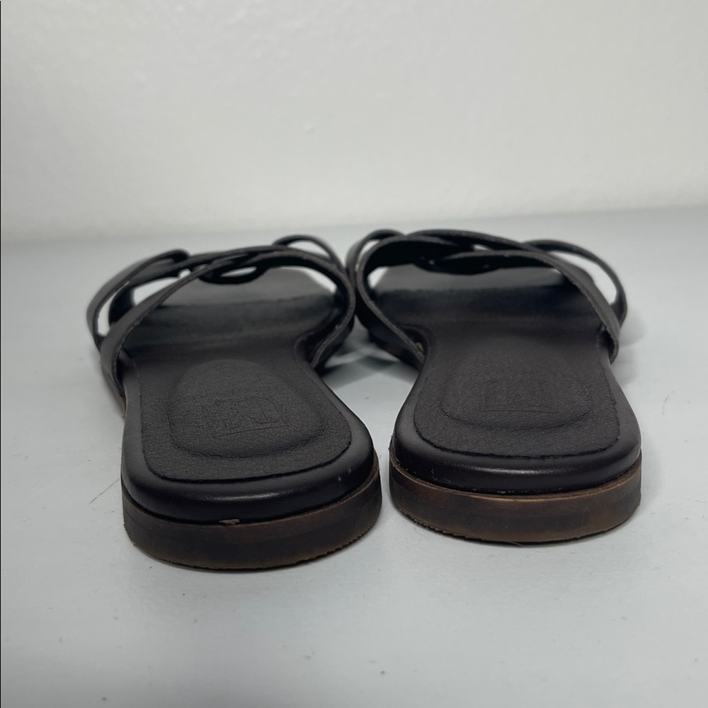 BRUNO MAGLI Dark Brown Leather Braided Design Flats Sandals Size 38.5 US 8 - Picture 5 of 7